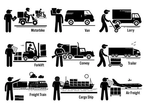 Logistic Transportation Vehicles Set Illustrazione stock