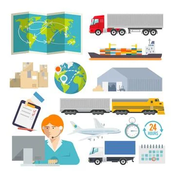 Logistic vector  flat icons Stock Illustration