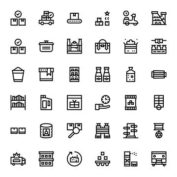 Logistic Vector Icon Toolkit featuring 36 PIXEL Perfect Retina Ready Bold L.. Stock Illustration