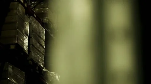 Logistic warehouse. Pallets in a logistic warehouse. Video stock 133290798