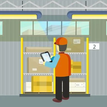 Logistician Manager Checks the Cargo Deivering Ilustración de archivo