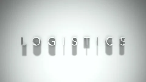 Logistics 3D title animation with shadows on a white background Stock Footage 296515392