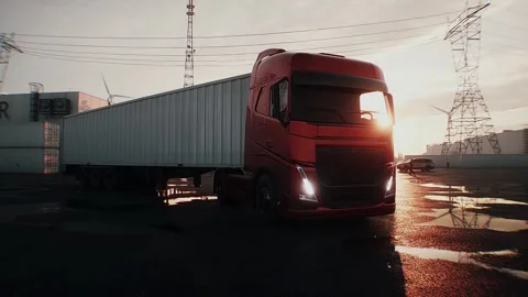 Logistics of AI hardware delivery to data center infrastructure. sunset Stock Footage 336345130