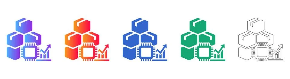 Logistics and Chip Data Icons Stockillustratie