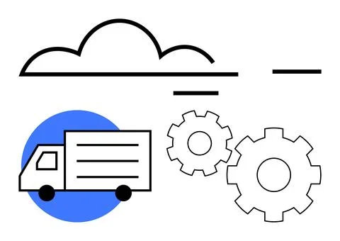 Logistics and Cloud Integration with Truck, Gears, and Cloud Elements for S.. 스톡 일러스트