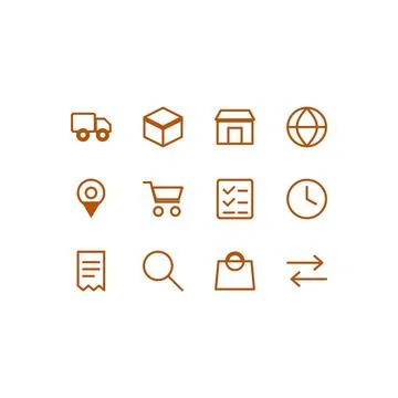 Logistics And Delivery Icon Set 12 Color Line Icons Editable Stroke Vector Stock Illustration