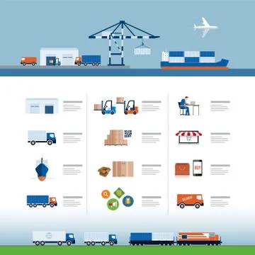 Logistics and delivery process design Stock Illustration