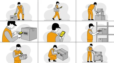 Logistics and Delivery Process Illustrated with Icons. Stock Illustration