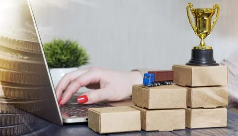 Logistics and E-commerce Growth with Supply Chain Success Stock Photos