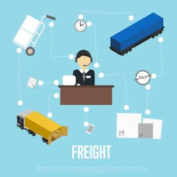Logistics and freight shipment flowchart Stock Illustration