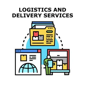 Logistics and global delivery services providing distribution Stock Illustration