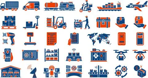 Logistics and global supply chain icon set イラスト素材