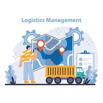 Logistics and Inventory Management concept. Flat vector illustration. 스톡 일러스트