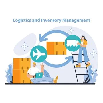 Logistics and Inventory Management concept. Flat vector illustration. Stock Illustration