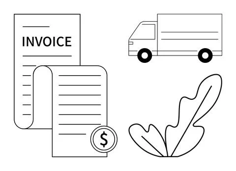 Logistics and Invoice Management Depicted by Delivery Truck, Invoice, and D.. Stockillustratie