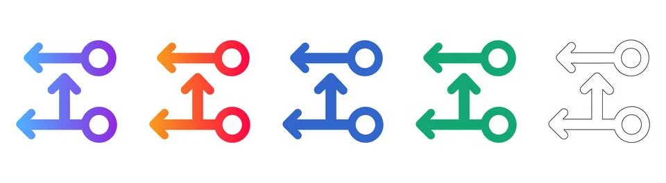 Logistics and Process Flow Arrow Icon Set Stock Illustration