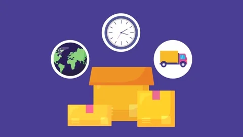 Logistics and shipping concept animation with delivery cardboard boxes and .. 動画素材 339047482