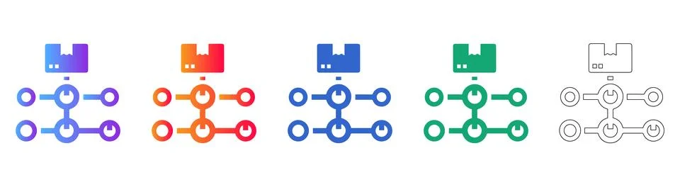 Logistics and Supply Chain Flowchart Icons 스톡 일러스트
