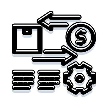 Logistics and supply chain management process icon set Stock Illustration