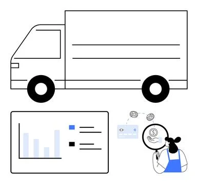 Logistics and Supply Chain Management with Data Analysis and Financial Tran.. Stockillustratie