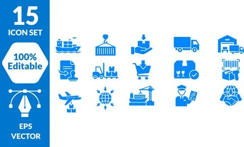 Logistics and Supply Chain Management Icons Set for Premium Business Projects Stock Illustration