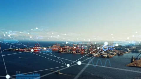 Logistics and technology concept. IoT (Internet of Things). Communication networ Stock Footage 143391300