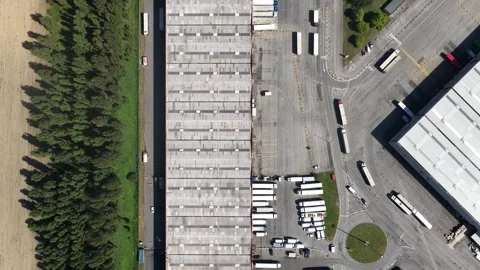 Logistics and transportation company, loading bays. Milan, Italy. Stock Footage 319823255