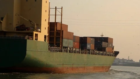 Logistics and transportation of Container Cargo ship Video stock 75663096