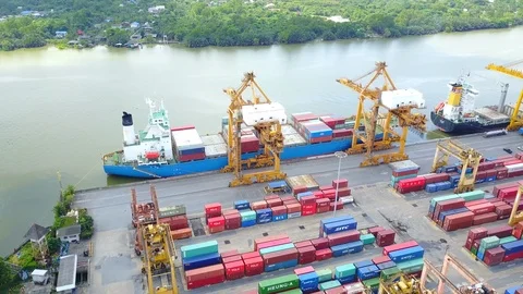 Logistics and transportation of container cargo freight ship in shipyard Stock-Footage 98437008