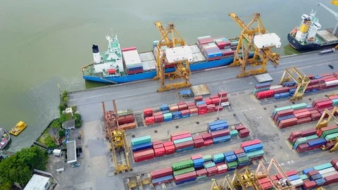 Logistics and transportation of container cargo freight ship in shipyard Stock-Footage 98437493