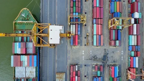 Logistics and transportation of container cargo freight ship in shipyard Stock-Footage 98447476