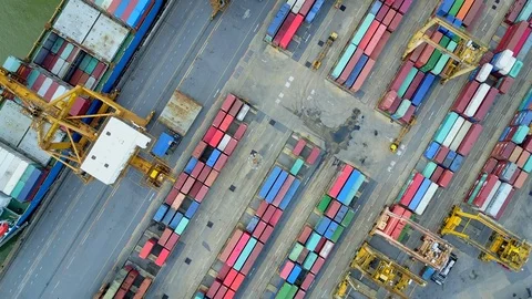 Logistics and transportation of container cargo freight ship in shipyard 스톡 동영상 98447920