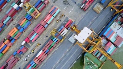 Logistics and transportation of container cargo freight ship in shipyard Stock-Footage 98448776
