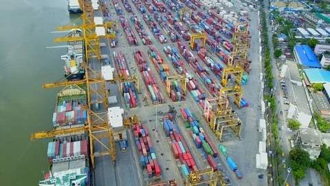 Logistics and transportation of container cargo freight ship in shipyard Stock-Footage 98455284