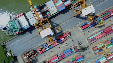Logistics and transportation of container cargo freight ship in shipyard 스톡 동영상 98461011