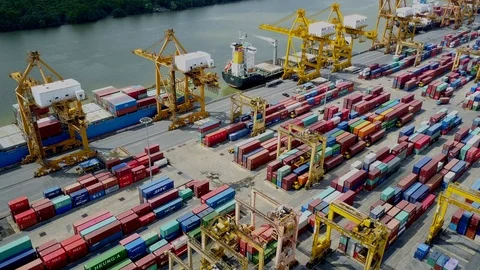 Logistics and transportation of container cargo freight ship in shipyard 스톡 동영상 98463938