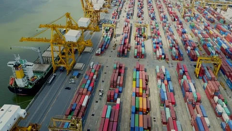 Logistics and transportation of container cargo freight ship in shipyard Stock-Footage 98466454