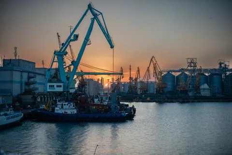 Logistics and transportation of Container Cargo ship and Cargo plane with wor Stock Photos