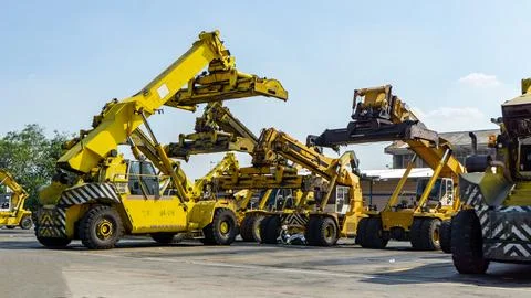 Logistics and transportation of Container Cargo ship and Cargo plane with w.. Stock Photos