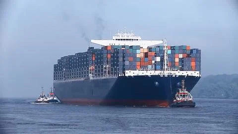 Logistics and transportation of Container Cargo ship and Cargo plane with w.. Stock Photos