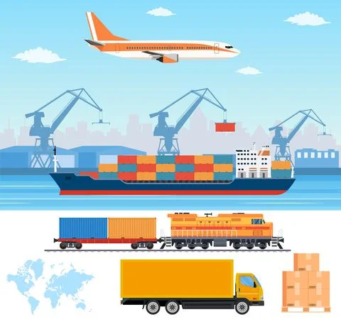 Logistics and transportation infographic elements Illustrazione stock
