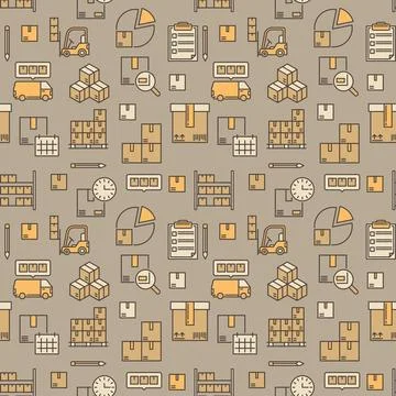 Logistics and Warehouse concept colored modern seamless pattern Illustrazione stock