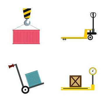 Logistics and warehouse flat icons collection Stock Illustration