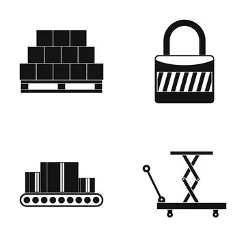 Logistics and warehouse operations glyph icons set Stock Illustration