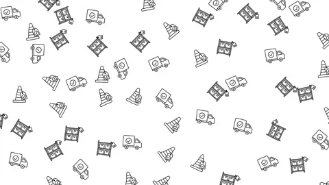 Logistics and Warehouse Quality Assurance Icon Pattern on White Background Stock Footage 346186165