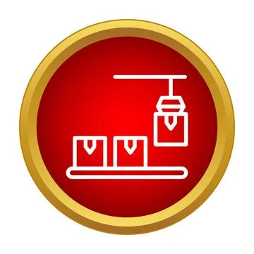 Logistics automation moving packages on conveyor belt icon Stock Illustration