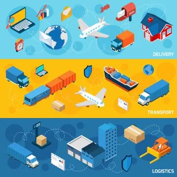 Logistics Banner Set Illustrazione stock
