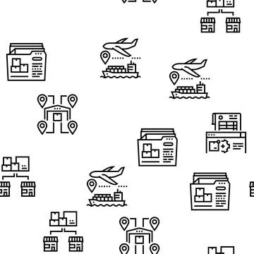 Logistics Business Vector Seamless Pattern Stock Illustration