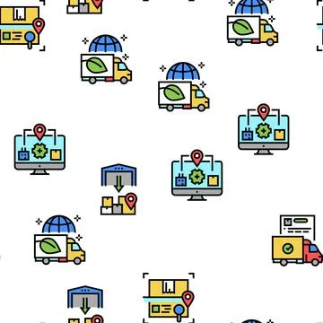 Logistics Business Vector Seamless Pattern Illustrazione stock
