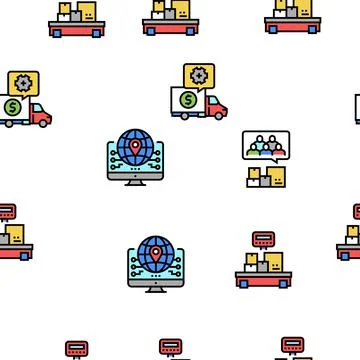 Logistics Business Vector Seamless Pattern Stock Illustration